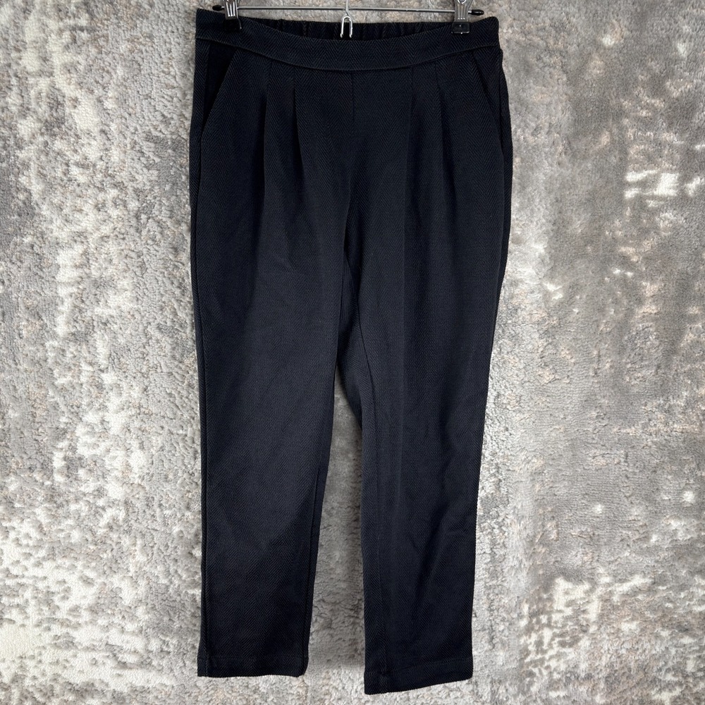 Shinestar Size S Ankle Minimalist Straight Leg Pull On Pants Black Casual Cotton